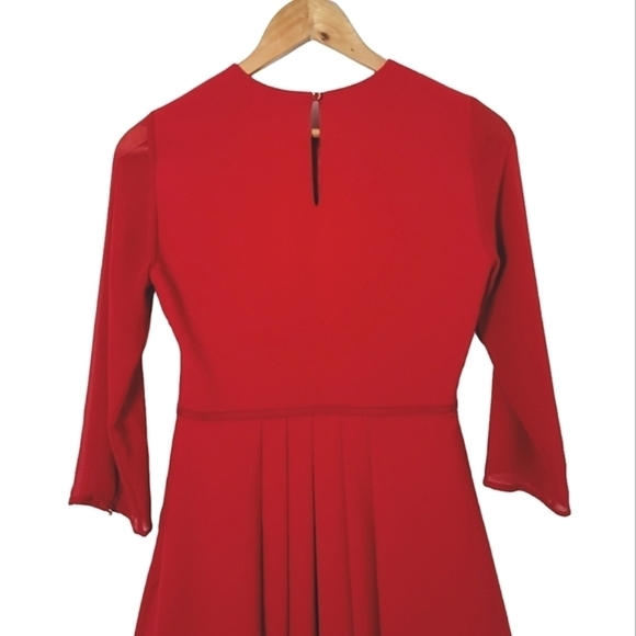 𝅺TED BAKER Red Finna Bow Detail Mini Dress Women's Size  Ted 0/ US 2 - Picture 11 of 15